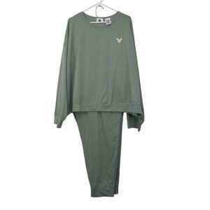 Disney Sage Green Loungewear Set SZ 3X With Mickey Mouse Logo Soft Comfortable